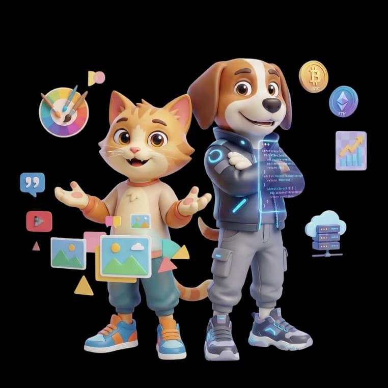 DigiDog and DigiCat characters