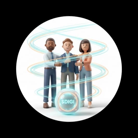 Team collaborating around $DIGI token
